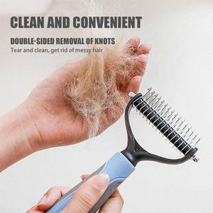 Peine para Perros de Acero Inoxidable con Dientes Finos y Gruesos, Agarre Cómodo, Herramienta de Aseo para Eliminar el Pelo Suelto de Mascotas - Product Image 4