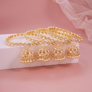 Pulseras de cristal con diamantes de imitación en forma de campana y diseño de bola chapadas en oro de 24K, joyería étnica de boda para mujer, engaste de canal, tercer fabricante - Product Image 1