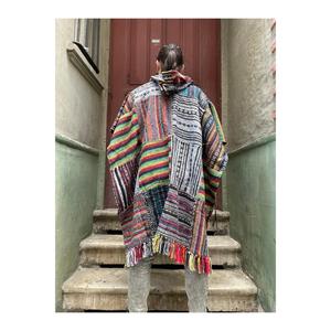 Poncho Gheri Nepal Unisex colorato, Poncho molto spesso, scialle spesso, Poncho caldo, Poncho da campeggio