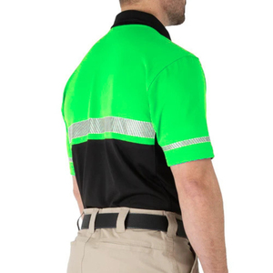 High Visibility <b>Polo</b> Shirt Reflective Tape Safety Workwear Black Yellow Short Sleeve Industrial Uniform Breathable Custom Design - Product Image 4