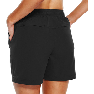 Shorts noirs pour femmes avec cordon de serrage et poches, respirants, imperméables, écologiques, séchage rapide, coupe sportive, taille mi-haute, 100 % coton - Product Image 3