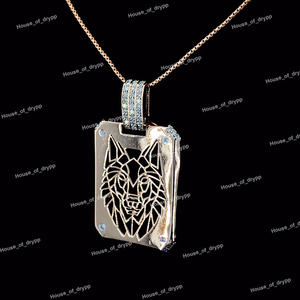 Colgante de Plata 925 con Cara de Lobo y Diamantes de Moissanita, con Piedras de Corte Baguette, Collar de Lujo Estilo Hip Hop - Product Image 3