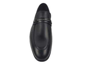 Mocasines Negros de Cuero Genuino con Punta Redonda, Cierre de Hebilla, Suela de Goma Cómoda, para Todas las Temporadas, Color Sólido - Product Image 3