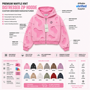 Sudadera con Capucha Tejida, Diseño Recortado, Cierre de Cremallera, Estilo Urbano Holgado, Unisex, Otoño Invierno - Product Image 6