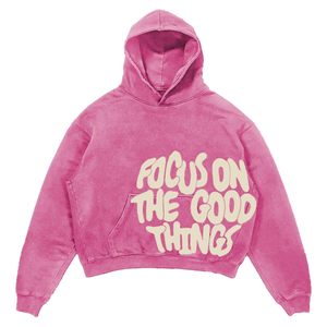 Sweat à capuche streetwear vintage pour homme, motif graphique délavé à l'acide, 100% coton, coupe oversize, style hip-hop baggy gothique unisexe - Product Image 1