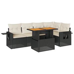 Juego de Sofás de Jardín Color Crema con Mesa, 6 Plazas, Muebles de Ratán para Exteriores, Diseño Contemporáneo - Product Image 2