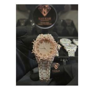 Montre de luxe de qualité supérieure en argent sterling 925 avec diamants Moissanite VVS pour hommes, montre sertie de diamants, disponible pour achat en gros - Product Image 1