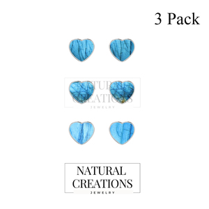 Pendientes de Plata de Ley 925 Premium con Labradorita de Agua Salada, Forma de Corazón, Cierre de Mariposa, Engaste de Bisel, Regalo de Aniversario de Moda - Product Image 2