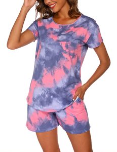 Custom Logo Women's T Shirt & Shorts <b>Set</b> <b>Tie</b> <b>Dye</b> Print Summer 2 Piece Gym Wear Plain Cotton Twin <b>Set</b> OEM ODM Wholesale - Product Image 1