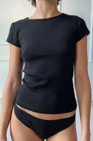 Camiseta corta de algodón elástico de alta calidad para mujer, cuello redondo, estilo Y2K, ropa de calle, venta al por mayor. - Product Image 4