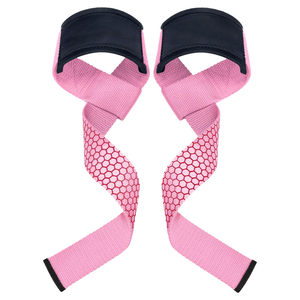 Sangles de maintien ajustables en coton de qualité supérieure, antidérapantes, rembourrées roses, pour hommes et femmes, pour la musculation et l'entraînement en salle de sport - Product Image 1