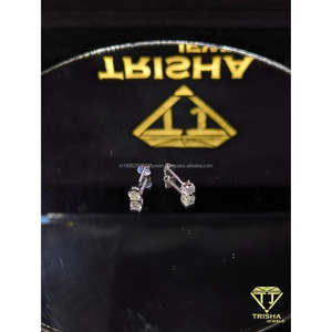 ต่างหูเพชรทรงดอกไม้สำหรับงานแต่งงานสุดหรู ตัดแบบบริลเลียนท์ เพชรเลี้ยงในห้องปฏิบัติการ เครื่องประดับเงิน - Product Image 3