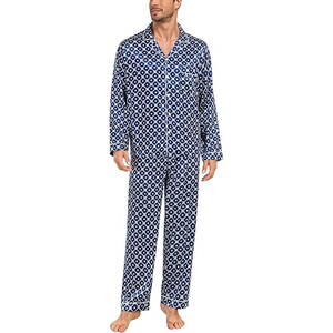 2 Piece <b>Men</b> Night Suit Short Sleeve Scoop Neck Shorts <b>Set</b> Elastic Waist Soft Breathable Lightweight Summer <b>Pajamas</b> - Product Image 1