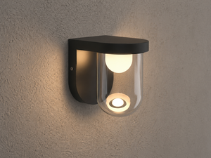 Lampe murale extérieure moderne LED en alliage d'aluminium, cylindre en verre trempé, 2700K blanc chaud, étanche, éclairage de jardin - Product Image 1