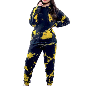 Ensemble de survêtement 2 pièces pour femme, hiver, à capuche, doublé polaire, long, écologique, coton et élasthanne, grande taille, respirant, séchage rapide - Product Image 6