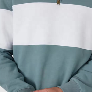 Sweat-shirt à col montant pour homme, coupe classique, en molleton bouclette, style color block, décontracté, automne - Product Image 4