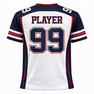 เสื้ออเมริกันฟุตบอลแบบสั้นด้านหน้า สั่งทำได้ตามทีม/ลีก แห้งเร็ว ระบายอากาศได้ดี ผ้าตาข่ายโพลีเอสเตอร์ 100% พิมพ์ลายชื่อผู้เล่น - Product Image 2