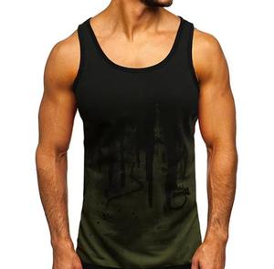 <b>Men's</b> Dripping Print Tank <b>Top</b> O-Neck Sleeveless Casual Breathable Polyester Vest - Product Image 1