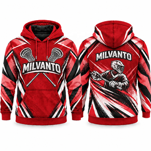 <b>Red</b> Custom Men’s Lacrosse <b>Hoodie</b> 320 GSM Premium Polyester Sublimation Pullover Breathable Sportswear Training <b>Hoodie</b> - Product Image 1