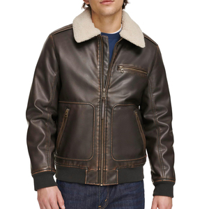 Blouson universitaire en cuir chaud pour homme, décontracté, col rabattable, fermeture éclair, rembourré épais, coupe-vent, respirant, teint uni - Product Image 6