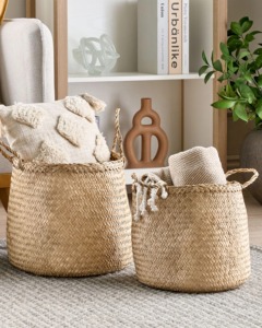 Ensemble de 2 paniers en jonc de mer naturel, faits à la main, pour le rangement, vente en gros, écologiques, fabriqués au Vietnam - Product Image 6