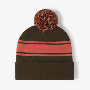 Fabricant de bonnets personnalisés, bonnets en tricot jacquard brodés avec pompon, bonnet d'hiver pour hommes, équipe sportive - Product Image 5