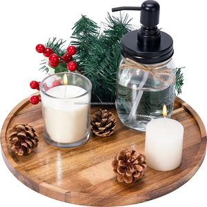 Bandeja Rústica de Madera con Juego de Dispensador de Jabón y Vela, Decoración para el Hogar - Product Image 2