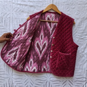 Gilet traditionnel en velours pour femme, respirant, écologique, col en V, fermeture pull-over, vêtement d'extérieur décontracté automne/hiver, Rajasthan - Product Image 4