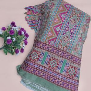 Tela de crepé verde salvia con bordado de 54 pulgadas, material Daman para kurtis, túnicas, vestidos Anarkali, conjuntos de trajes, salwar kameez y lehenga. - Product Image 3