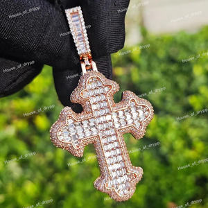 Collar con Colgante de Cruz con Incrustaciones de Diamantes de Moissanita, Plata 925, Joyería Religiosa de Lujo Estilo Hip Hop para Unisex - Product Image 4