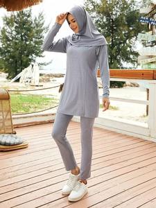 Ensemble de sport modeste grande taille de qualité supérieure pour femme avec fermeture éclair et poches, tenue de sport musulmane à séchage rapide et protection UPF30 - Product Image 4