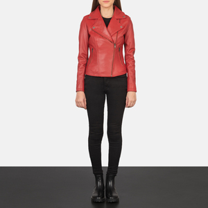 Blouson Biker en Cuir Véritable pour Femme 2026 – Qualité Supérieure, Rouge, Matelassé, Fermeture Éclair OEM, Logo Personnalisé, Couleurs Variées, Vente en Gros pour Filles - Product Image 6