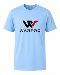 Camiseta de Algodón de Manga Corta con Cuello Redondo Azul Claro para Hombre Warpro, con Estampado de Logotipo Frontal, Estilo Casual, Corte Regular - Product Image 1