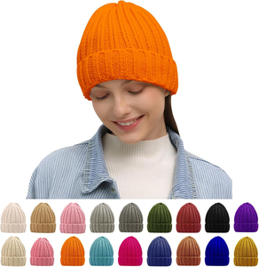 New Latest Arrival Top Quality Winter Unisex <b>Beanie</b> Caps / Winter Warm Ribbed Knitted Winter Outdoor <b>Beanie</b> Caps - Product Image 4