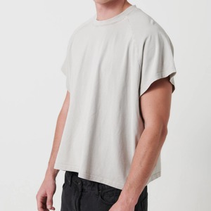 Camiseta Corta Personalizada para Hombre, Hombros Caídos, Camisetas Cortas de Algodón Pesado 100% con Estampado, Ajuste Holgado - Product Image 1