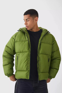 Men Green Hooded Puffer Jacket Winter Windproof Thick <b>Bubble</b> <b>Coat</b> Casual Quilted Warm Outdoor Outerwear Regular Fit - Product Image 2