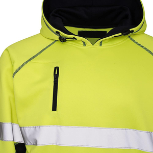 เสื้อฮู้ดสะท้อนแสงแบบใหม่ รุ่น Class 2 สีเหลืองดำ พร้อมฮู้ดและกระเป๋า - Product Image 3