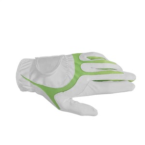 Guantes de golf blancos con material de PU antideslizante verde, cierre de tirar, deportivos unisex - Product Image 4