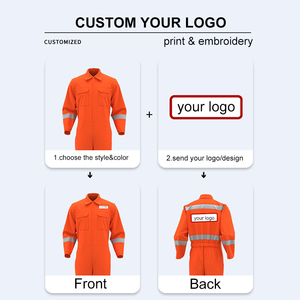 ชุดคลุมทำงานแบบกำหนดเองขายส่ง เสื้อผ้าช่างก่อสร้างแบบสะท้อนแสงเพื่อความปลอดภัย ชุดยูนิฟอร์มทำงานทนไฟ - Product Image 3