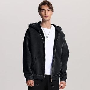 Sudadera con Capucha Oversize de Forro Polar Hemistyles para Mujer y Parejas, Estilo Vintage Lavado Ácido, 100% Algodón Ecológico de Alto Gramaje - Product Image 3