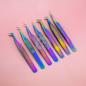 Brucelles à cils à pointe de fibre de volume professionnel isolation Lash Tech pince à épiler à 90 degrés pour extension de cils acier inoxydable - Product Image 1