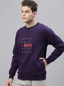 Sudadera de Cuello Redondo Morada para Hombre, Corte Regular, Logotipo Estampado, Informal, Tejida, 100% Algodón, para Otoño - Product Image 2