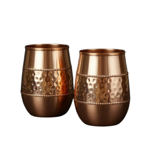 Wholesale Modern Design Hammered Copper Stemless <b>Glass</b> <b>Set</b> Luxury Metal <b>Tumbler</b> Cup for Bar and Party - Product Image 1