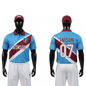 Camiseta de Cricket para Hombre, 160 GSM, Transpirable, Poliéster Interlock, Diseño de Paneles Diagonales Azul y Amarillo, Sublimación, Logotipo Personalizado del Equipo - Product Image 5