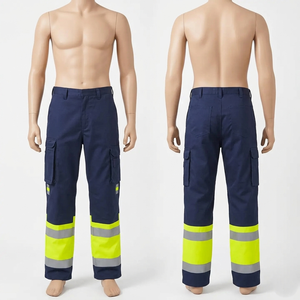300 GSM Poly Cotton Hi Vis <b>Work</b> <b>Pant</b> Men Reflective Panels Custom Embroidery Logo Workwear Trousers <b>Cargo</b> <b>Work</b> <b>Pant</b> - Product Image 2