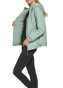 Veste coupe-vent légère à capuche pour femme, couleur unie, manches longues, fermeture éclair, style utilitaire, vêtement d'extérieur pour le printemps - Product Image 3