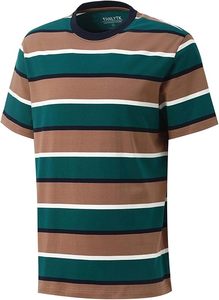 เสื้อยืดคอกลมโอเวอร์ไซส์ผ้าฝ้ายลำลองแฟชั่นไซส์ใหญ่สำหรับผู้ชาย ลายทางคลาสสิก ดีไซน์ทันสมัย ปรับแต่งได้ เหมาะสำหรับใส่ทุกวัน - Product Image 5