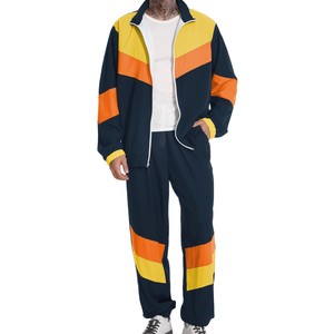 Conjunto Deportivo para Hombre con Bloques de Color, Cierre de Cremallera, Corte Holgado Informal, Pantalones Deportivos, Material de Poliéster Transpirable para Otoño - Product Image 1