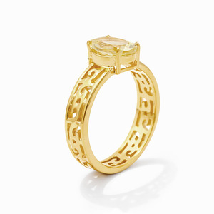 Anillo de Diseño en Plata de Ley 925 con Aguamarina Amarilla de Corte Ovalado, Bañado en Oro y Rodio, Joyería de Moda - Product Image 3