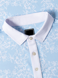 Polo à manches courtes pour homme, imprimé popsicle rouge, blanc et bleu, bleu clair, décontracté, respirant, en polyester tissé - Product Image 5